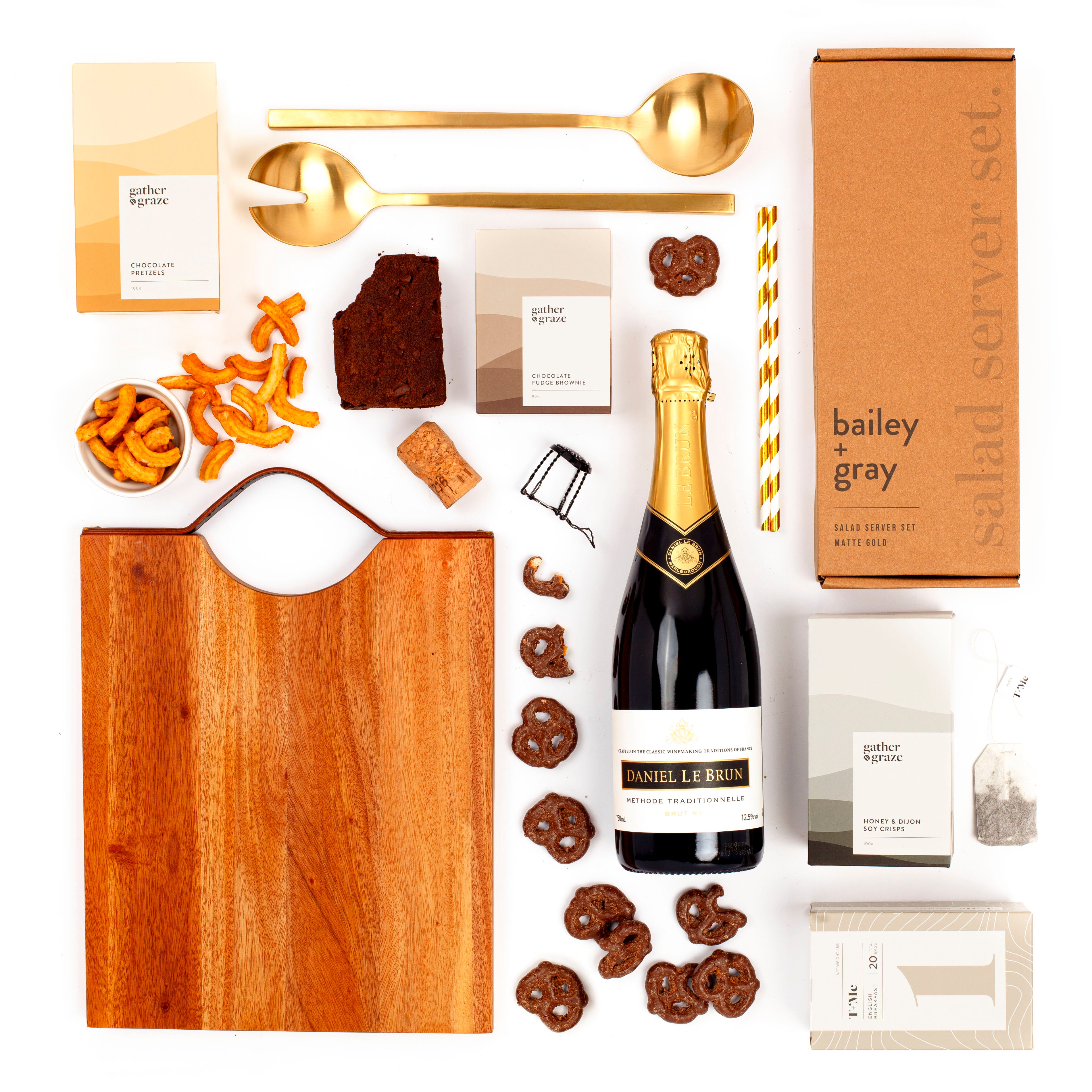 Luxe Kitchen, Luxury Kitchenware Gift Set with Wood Serving Board