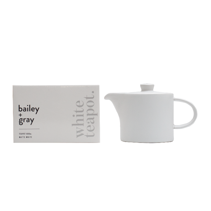 Bailey + Gray Matte White Teapot 600ml
