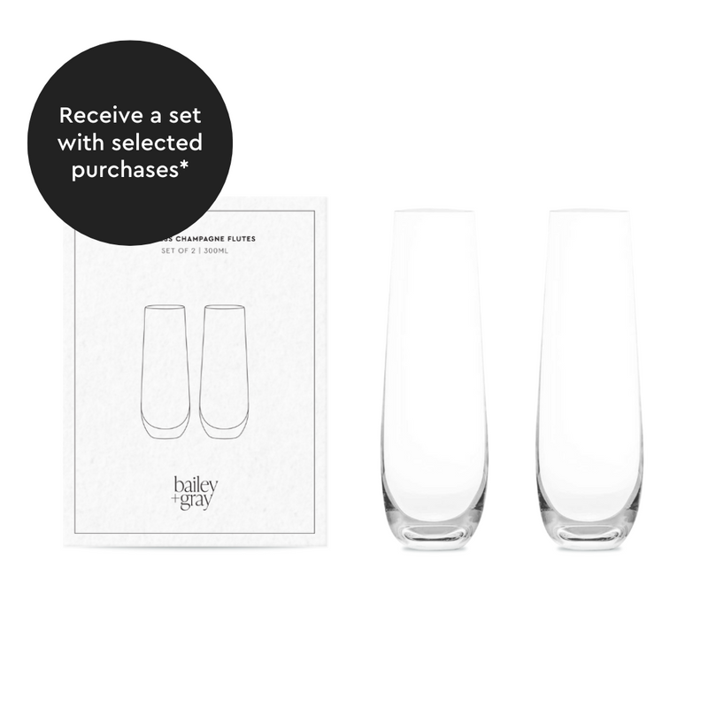 Bailey + Gray Stemless Champagne Flutes (Set of 2) Max. 1 per gift box