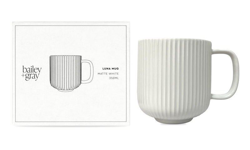 Bailey + Gray Matte White Luna Mug - 350ml