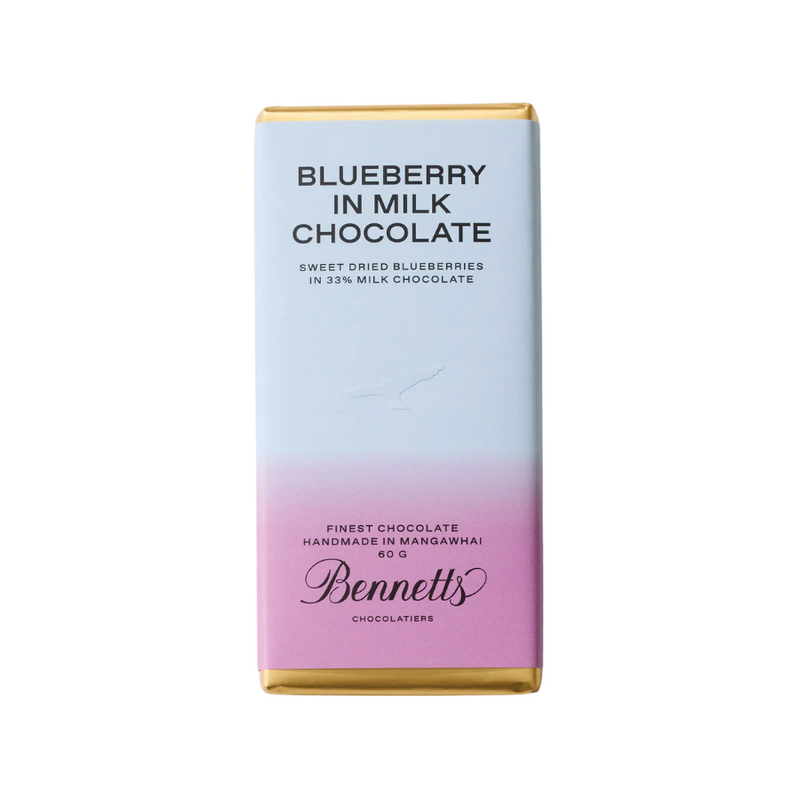 Bennetts of Mangawhai Blueberry in Milk Chocolate Bar 60g
