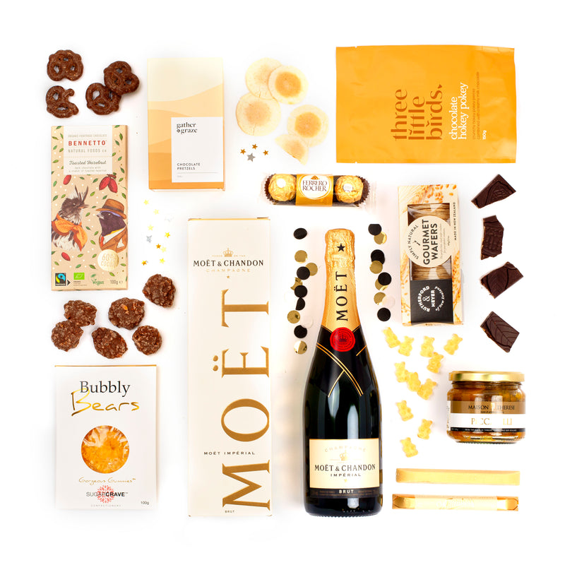 Moet Champagne, Chocolate & Gourmet Sweets Anniversary Gift Box For Her