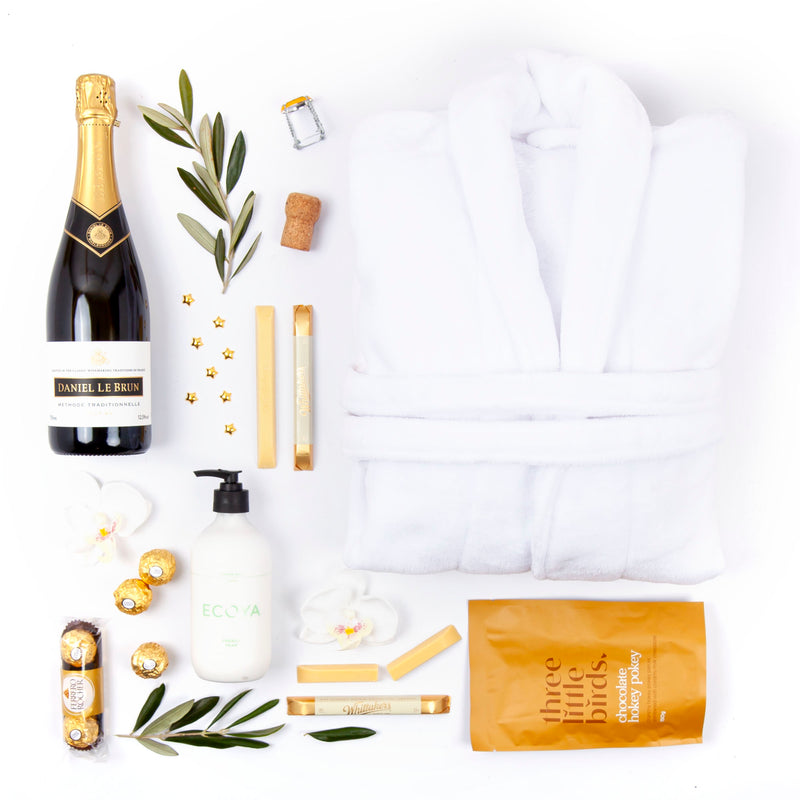 Ecoya, Bathrobe, Bubbles & Chocolate Bridesmaid Gift Box For Her