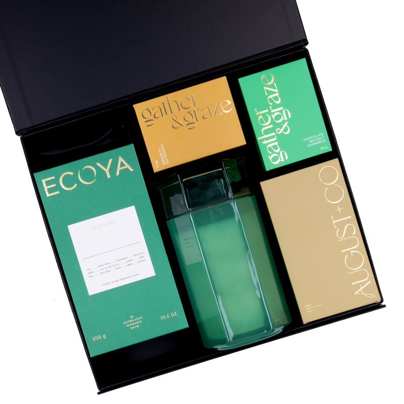 Luxury ECOYA Candle Gift Hamper with Gold Chocolates and Caramels