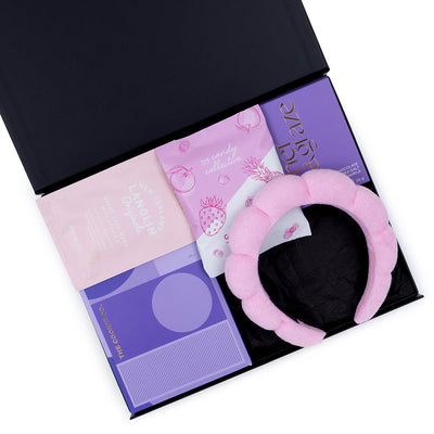 Pamper Gift Box with Face Mask, Chocolates, and Gummy Bears