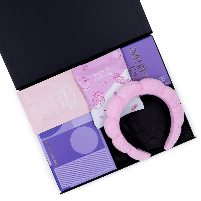 Pamper Gift Box with Face Mask, Chocolates, and Gummy Bears