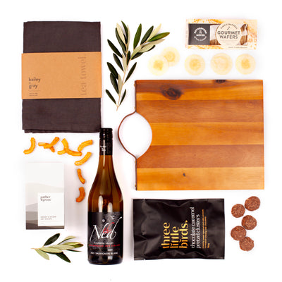 Wooden Board, Wine & Snacks Real Estate House Warming Gift Box