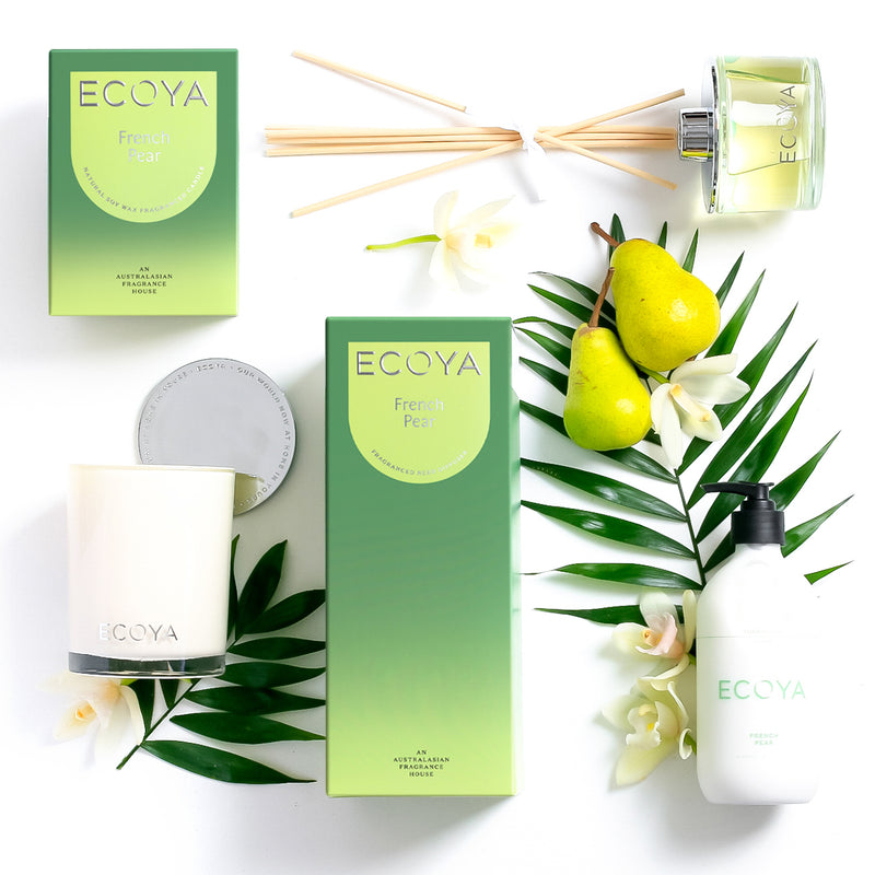 The Luxury Home Fragrance - ECOYA French Pear Madison Candle, Diffuser and Body Lotion Gift Hamper