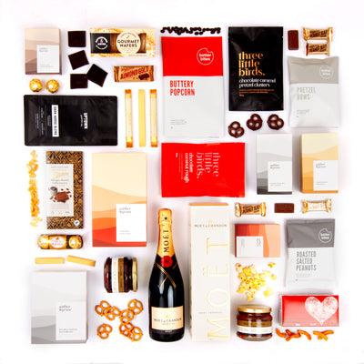 Moet Champagne, Chocolate, Crackers & Treats Wedding Celebration Gift Basket