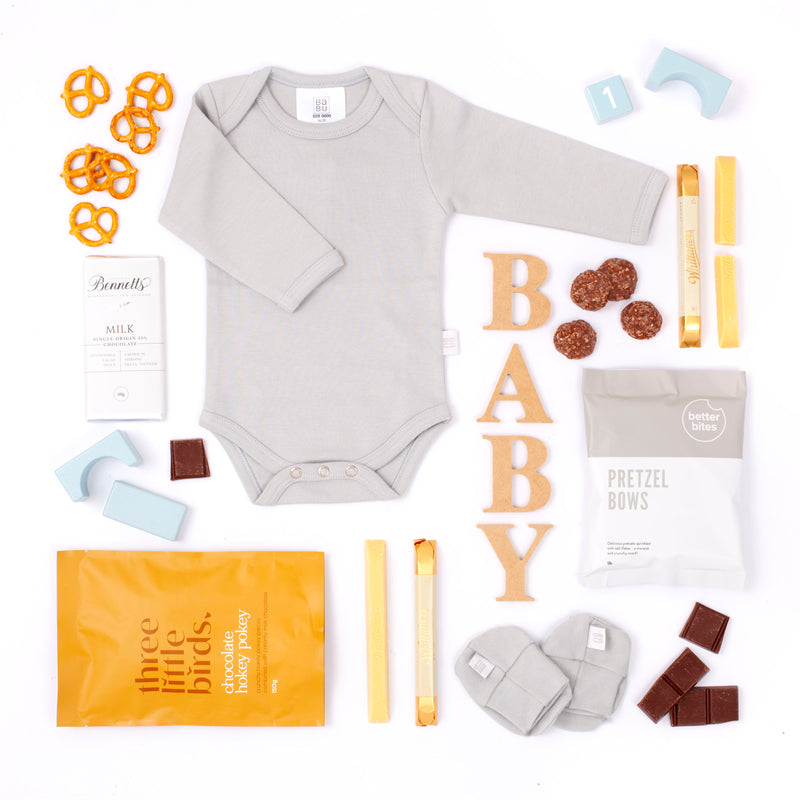 Organic Cotton Clothing & Treats Gift Hamper For Mum & Baby Boy