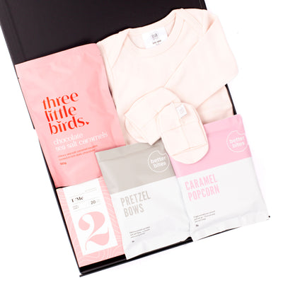 Organic Cotton Pink Baby Bodysuit & Baby Clothes Gift Basket