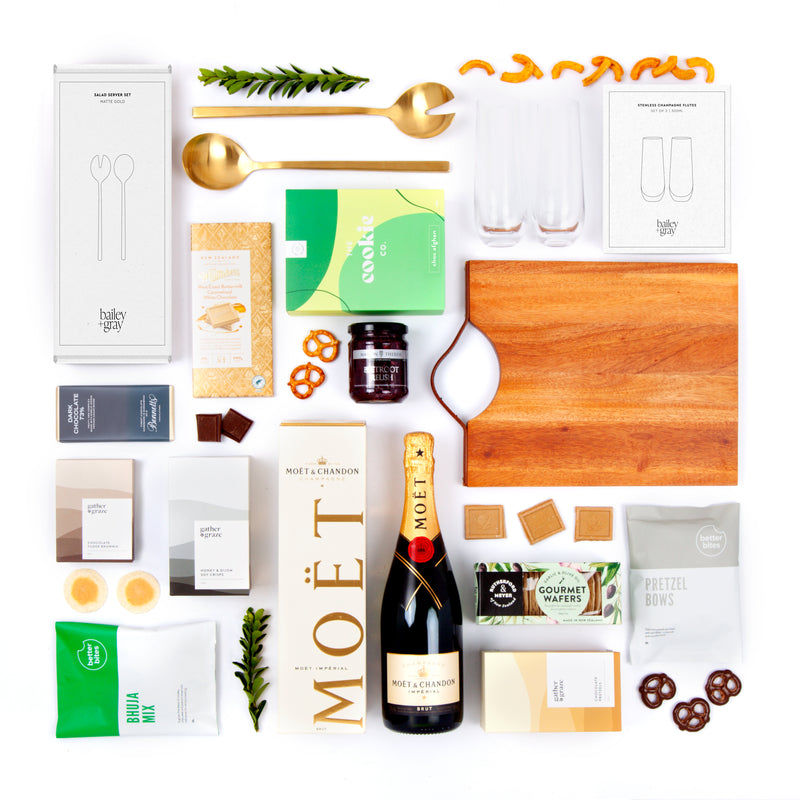 The Pour The Champagne - Luxury Moet & Chandon Gift Basket - Snacks, Sweets and Homewares