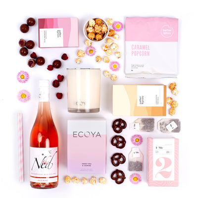 Wine & Ecoya Candle Birthday Gift Basket For Her