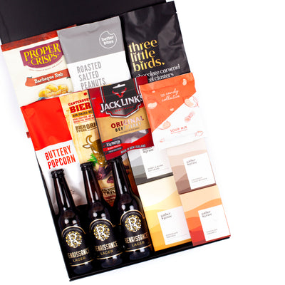 Beer, Beef Jerky & Hot Sauce Gift Basket for Men