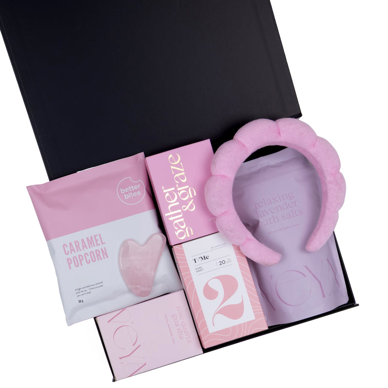 Relaxation Gift Box with Tea, Beauty Essentials, and Sweet Treats