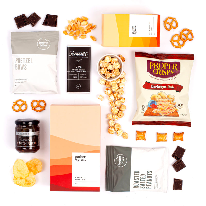 Relish, Popcorn, Chocolate Vegan Gift Box Basket