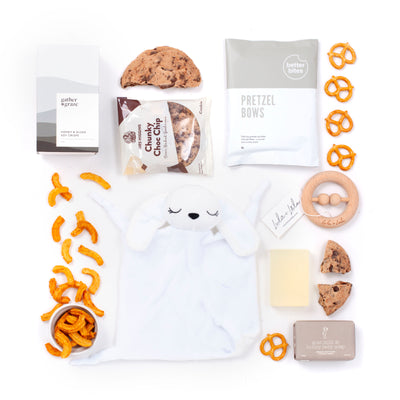 Soft Toy, Soap & Snacks Gift Box For New Parents & Baby