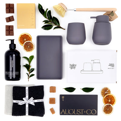 The Welcome Home Gift Box with Bailey + Gray Bathroom Set and Hand Wash – Giftbox Boutique NZ