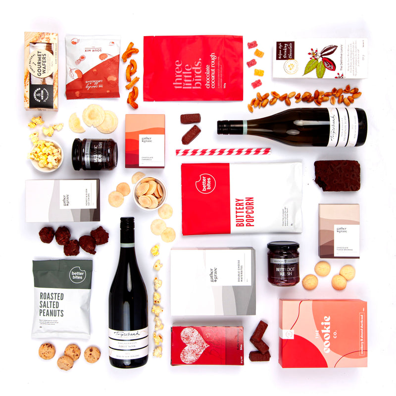 Gourmet Snacks & Pinot Noir and Sav Wine Sympathy Gift Hamper