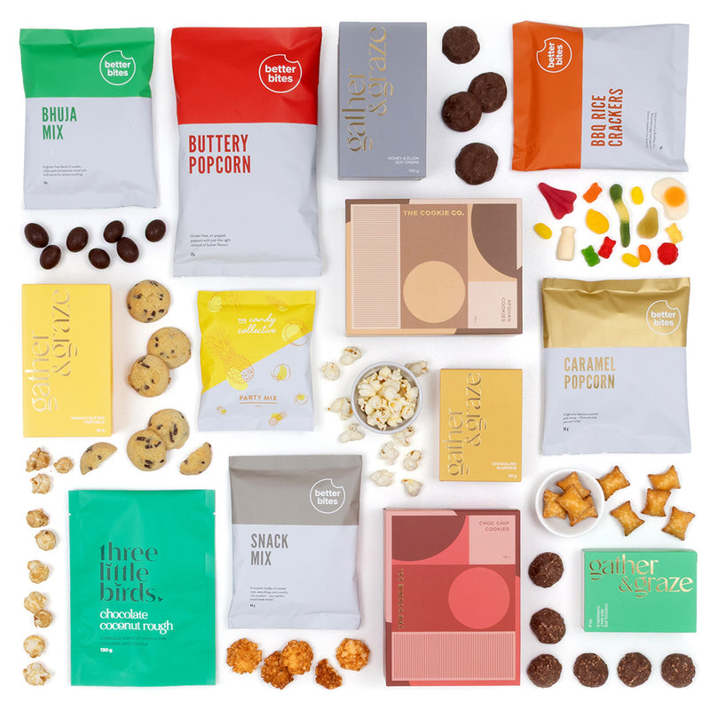 sweet tooth chocolates and cookies, savoury treats gift box