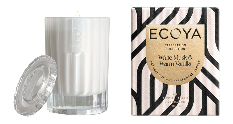 ECOYA Mini Celebration Candle White Musk & Warm Vanilla 80g