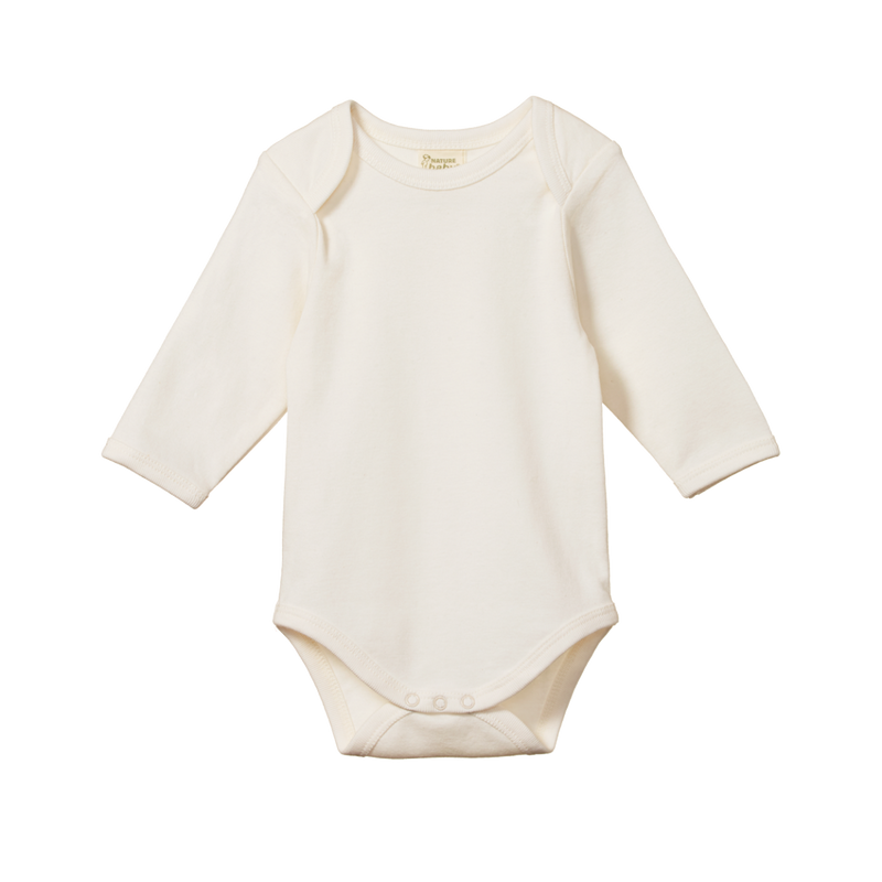 Babu Organic Cotton Long Sleeve Bodysuit Natural 0-3 months