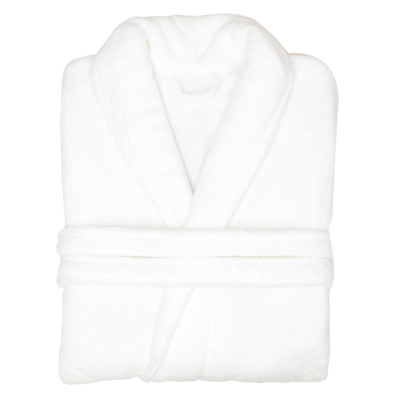 Luxurious White Fleece Bathrobe