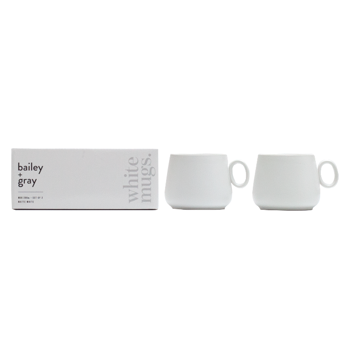 Bailey + Gray Matte White Mug 280ml (Set of 2)